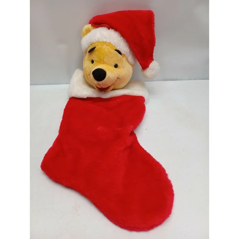 Disney Winnie The Pooh Plush Stocking Christmas Holiday Winnie The Pooh Velour